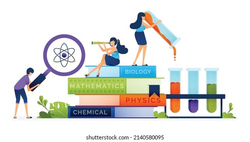 Ilustración educativa del conocimiento del aprendizaje que se centra en la práctica y evidencia científica de resultados de la enseñanza en las escuelas. Página de inicio, web, sitio web, banner, anuncios, tarjeta, aplicaciones, folleto, volante