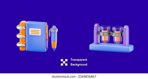 Education Illustration Pack, Binder Book, pen, science with Transparent  Background