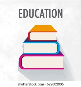 Education Illustration, stack of  Books over white color backdrop