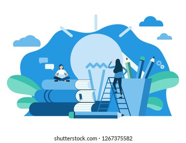 Education illustration for website and mobile website. Flat design style conceptual colorful illustration