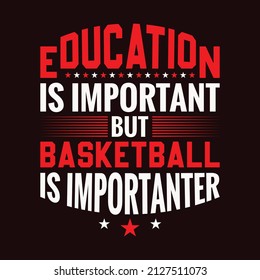 Education Is Important But Basketball Is Importanter - Basketball slogan T-Shirt Design graphic for print.