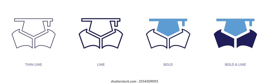 Education improvement icon in 4 different styles. Thin Line, Line, Bold, and Bold Line. Duotone style. Editable stroke.