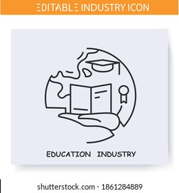 Education industry line icon. Academic program creating. Pedagogy. Modern teaching, training technologies. Contemporary production branches concept. Isolated vector illustration. Editable stroke 