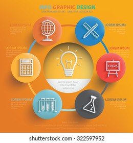 Education info graphic design on yellow background, vector