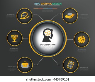 Education info graphic design on dark background,vector