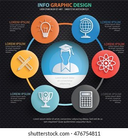 
Education info graphic design on blue background,vector