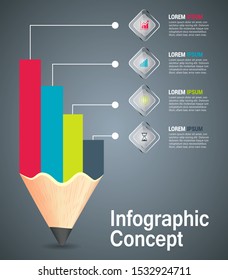 Education Info graphic template 4 step option. Timeline info graphic design vector and marketing icons for presentation, workflow layout, diagram, annual report, web design. - Vector