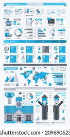 education info graphic, vector set with flat icons