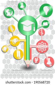 Education info graphic vintage design.Vector education info graphics with design elements and icons.