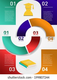 Education info graphic vintage design,vector set of abstract paper info graphic elements with education signs for print or web design