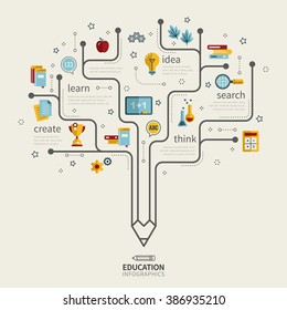 education infographic design with pencil tree and icons 