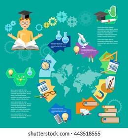 Education infographic diagram learning student knowledge student goes to school infographics primary education vector illustration 