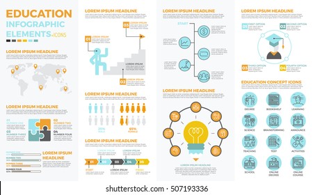 Education infographic element with illustrations and icons for data report  and information presentation