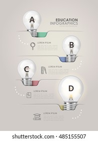 Education infographic flat design, exquisite lighting bulbs