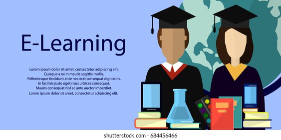 Education Infographic Flat Vector Illustration Elearning Stock Vector ...