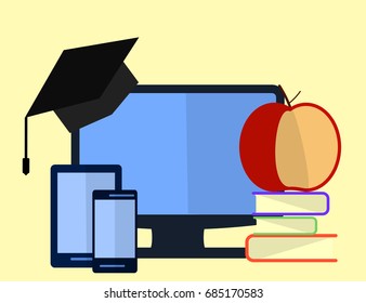 Education infographic. Flat vector illustration for e-learning and online education. Vector Illustration
