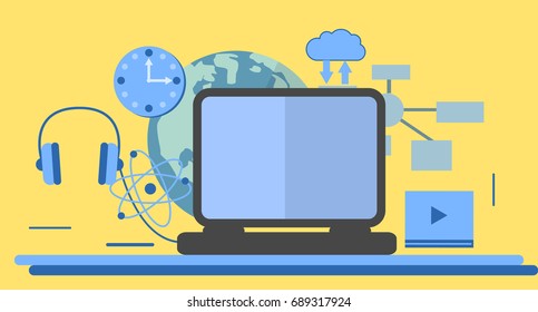 Education infographic. Flat vector illustration for e-learning and online education. Vector Illustration