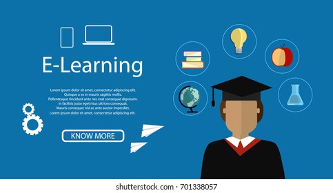 Education infographic. Flat vector illustration for e-learning and online education. Vector Illustration