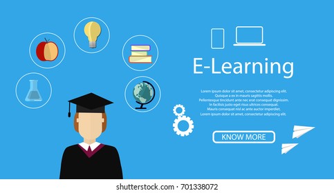Education infographic. Flat vector illustration for e-learning and online education. Vector Illustration