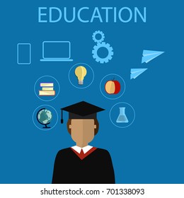 Education infographic. Flat vector illustration for e-learning and online education. Vector Illustration