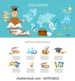 Education infographic international training elements student learning vector illustration  
