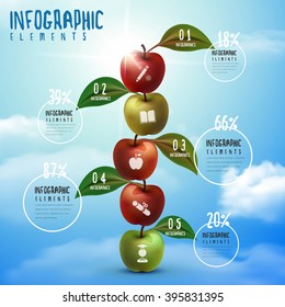 Diseño de la Plantilla de la infografía de la educación con la pila de la manzana 