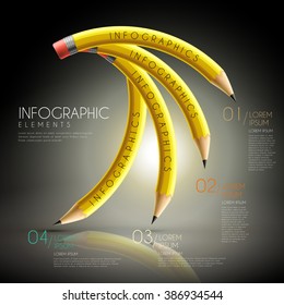 education infographic template design with bending pencils