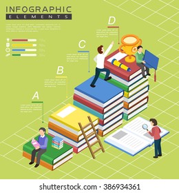 Education Infographic Template Design With Book Stairs Element 