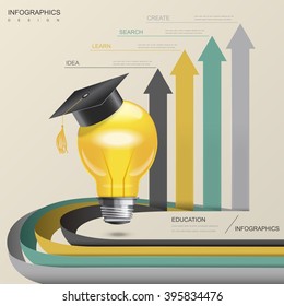 education infographic template design with bulb and arrow elements
