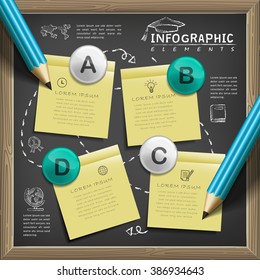 education infographic template design with chalkboard elements
