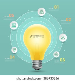 education infographic template design with light bulb element