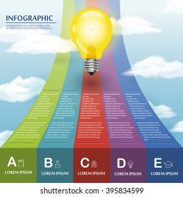 education infographic template design with light bulb and colorful banner