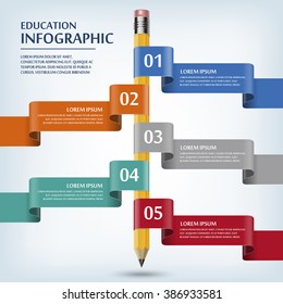 education infographic template design with pencil elements