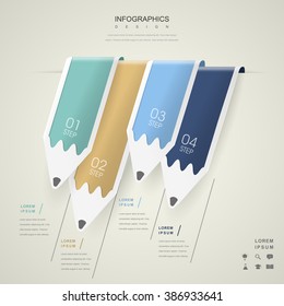 education infographic template design with pencil element