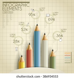 education infographic template design with pencil elements 