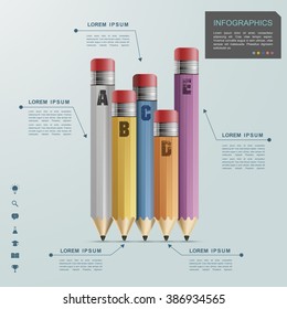 education infographic template design with pencil element