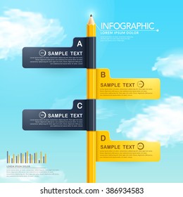 education infographic template design with pencil elements