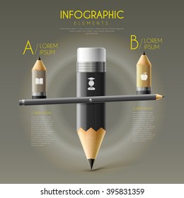 Education Infographic Template Design With Pencil Seesaw 