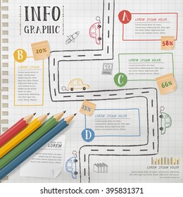 education infographic template design with pencil elements