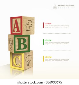 education infographic template design with toy blocks element