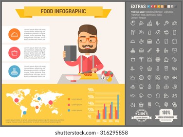 Education infographic template and elements. The template includes illustrations of hipster men and huge awesome set of thin line icons. Modern minimalistic flat vector design.