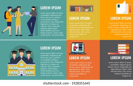 Vector de plantilla de infografía de educación. Infografía de la universidad de educación