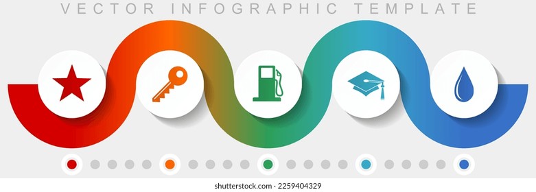 Education infographic vector template with icon set, miscellaneous icons such as star, key, fuel, education and water for webdesign and mobile applications