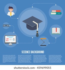 Education infographics concept icon background flat design vector illustration