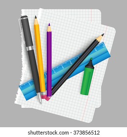 Education infographics. Concept student vector blackboard notebook