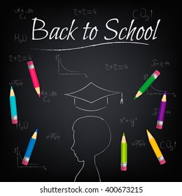 Education infographics. Concept student vector blackboard