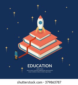 Education Infographics. Conceptual vector illustration on the theme of training and further education.