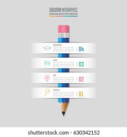 Education infographics template 4 step option. Timeline infographic design vector and marketing icons for presentation, workflow layout, diagram, annual report, web design. 