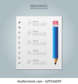 Education infographics template 5 step option. Timeline infographic design vector and marketing icons for presentation, workflow layout, diagram, annual report, web design. 