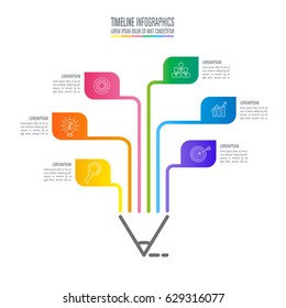 Education infographics template 6 step option. Timeline infographic design vector and marketing icons for presentation, workflow layout, diagram, annual report, web design. 